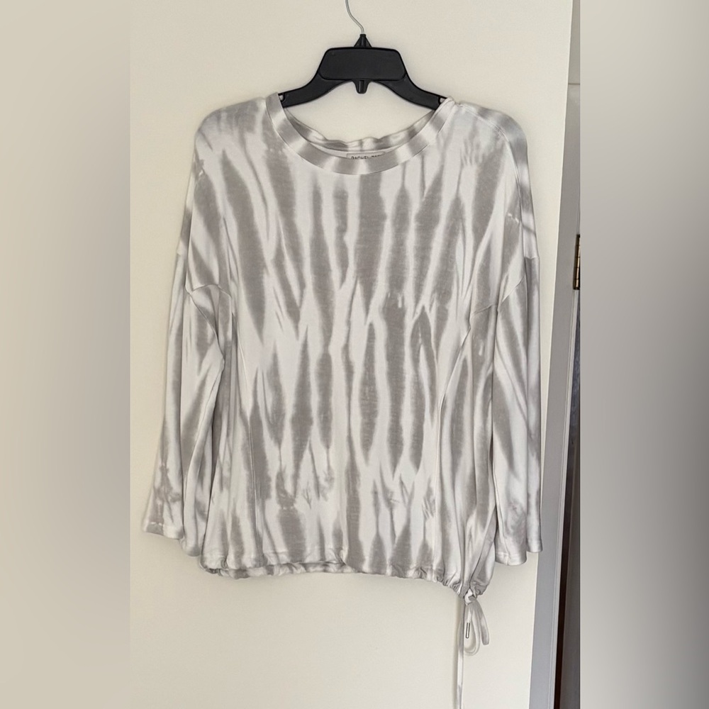 Rachel Zoe White & Gray Drawstring Hem Bishop Sleeves Loungewear Casual Y2K